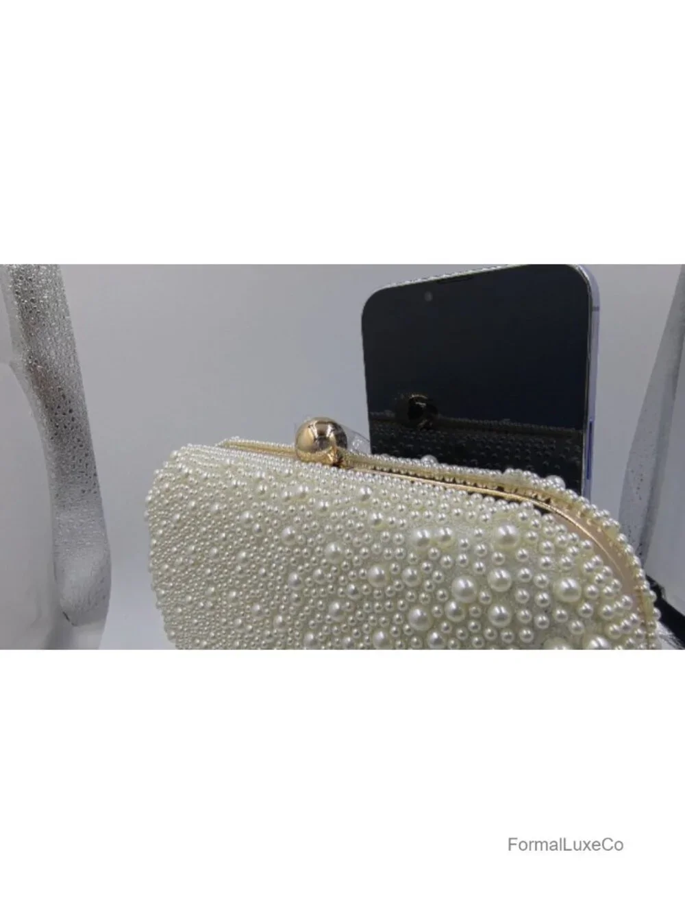 Beaded Clutch Purse with Chain Straps, Evening Bag for Weddings